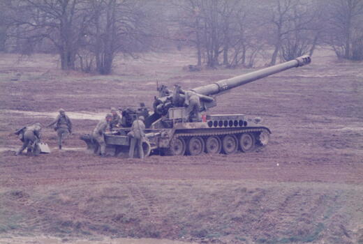 Schwere Feldhaubitze M110 auf dem StOÜbPl Boostedt (1985)
