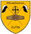 Ein gelbes Wappen mit Symbolen und Schriftzug "KfAusbZentrum" und "Eutin" repräsentiert eine Institution in Eutin.