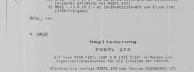 OrgBef 94/92 (H) zur Umgliederung PzBtl 174 (1991)