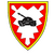 Ein Wappen mit einem schwarzen Panzer auf rotem Hintergrund symbolisiert eine Brigade.