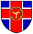Ein farbenfrohes Wappen mit rotem Kreuz und goldenem Symbol in der Mitte repräsentiert das Feldersatzbataillon.