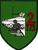 Ein grünes Wappen zeigt ein gepanzertes Fahrzeug und zwei Soldaten mit der roten Nummer 2/173 im Vordergrund.