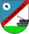 Ein Wappen zeigt einen Panzer und ein Flugzeug im Visier, mit der Aufschrift "3./FlaLehrRgt 6" auf rotem Streifen. 3./FlaRgt 6