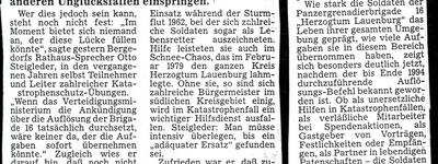 Zeitungsartikel "Einsatzplan bei Katastrophen hinfällig"