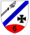 Wappen des FlaRgt 6 mit Pfeil, Adler, Eisernem Kreuz und der Zahl 6 auf rotem Hintergrund. 6./FlaRgt 6