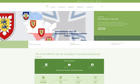 Eine Webseite zeigt Wappen und Karten mit Informationen zur Bundeswehr in Schleswig-Holstein.