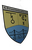 Ein Wappen des 4. Fernmeldebataillons zeigt Symbole und eine Brücke auf gelbem und blauem Hintergrund.