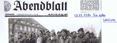 Ausschnitt Hamburger Abendblatt: Die ersten Lehrlinge (02.03.1984)