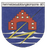 Wappen der Fernmeldeausbildungskompanie 601 mit rotem Torbogen und gelbem Blitz auf blauem Hintergrund.