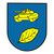 Ein Wappen zeigt einen gelben Panzer und ein gelbes Blatt auf blauem Hintergrund, symbolisch für Panzerbataillon 183.