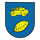 Ein Wappen zeigt einen gelben Panzer und ein gelbes Blatt auf blauem Hintergrund, symbolisch für Panzerbataillon 183.