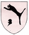 Ein schwarzer Panther springt über einen Ritterhelm auf einem Wappen.