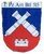 Das Wappen des 1. Pz Art Btl 515 zeigt zwei gekreuzte Kanonenrohre über einer stilisierten Burg auf rotem und blauem Hintergrund.