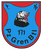 Ein blaues Wappen zeigt einen brüllenden Bären mit der Aufschrift "Pz Gren Btl 171" in kräftigen Farben.