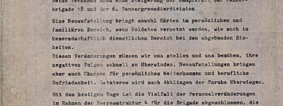 Ein historisches Dokument zeigt den Tagesbefehl des Panzerbataillons 181, unterzeichnet vom Brigadekommandeur.