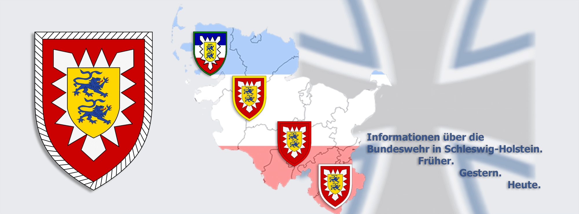 Teasergrafik zur Bundeswehr in Schleswig-Holstein mit den Grafiken der Brigaden der ehemaligen 6. Panzergrenadierdivison